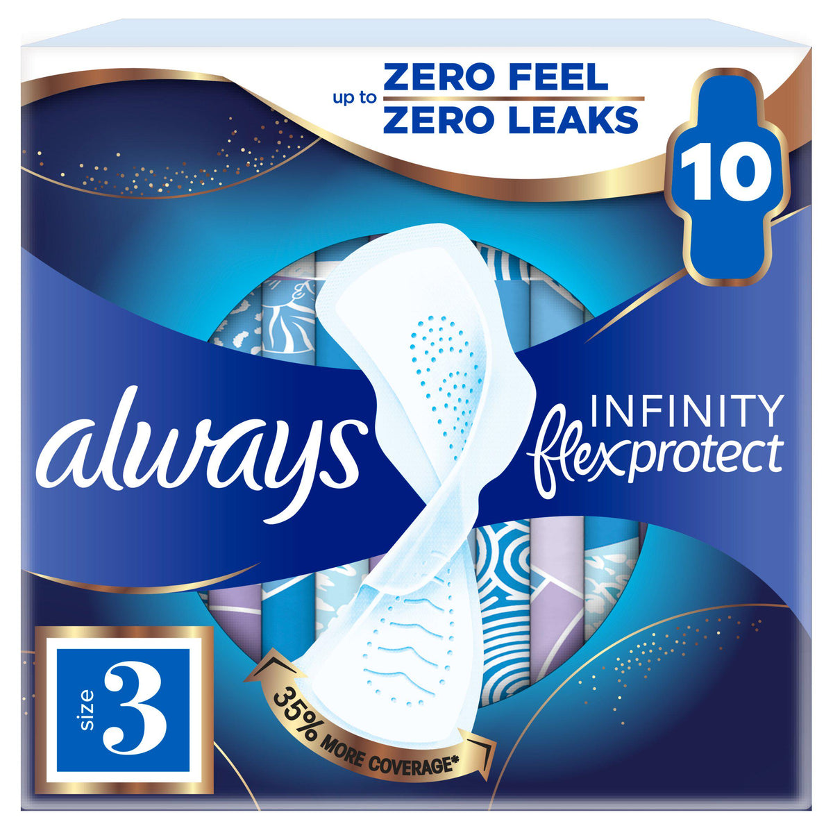 Always Infinity FlexProtect Night sanitary pads Size 3 x10, UK version