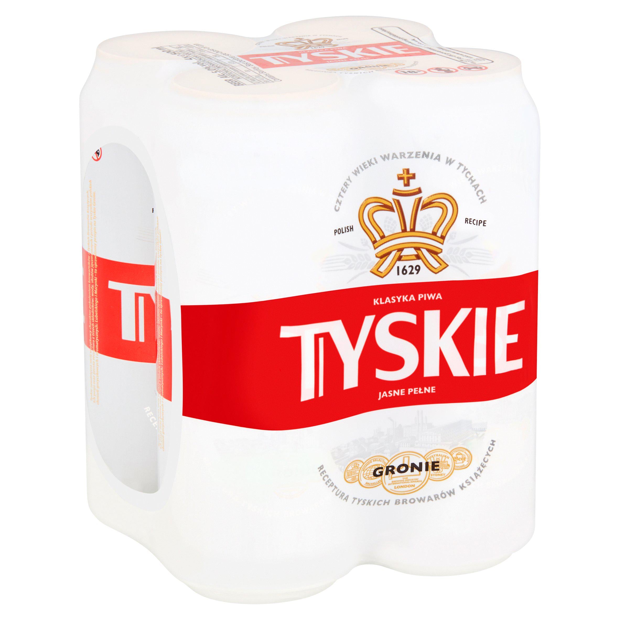Tyskie Polish lager beer cans 4x500ml, UK version