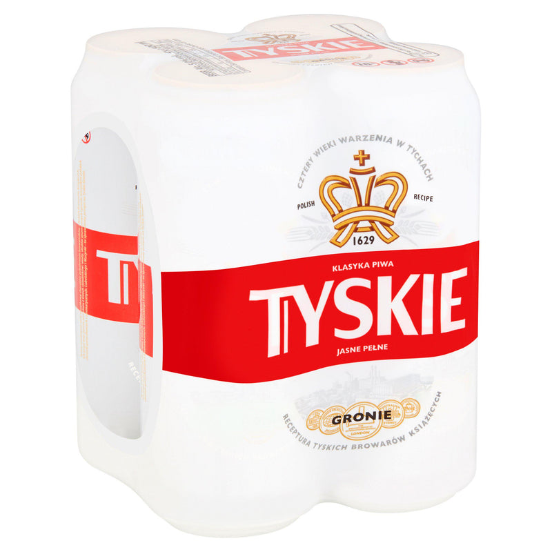 Tyskie Polish lager beer cans 4x500ml, UK version