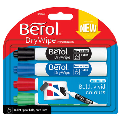 Sainsburys Berol Dry Erase Bullet Standard Marker Pens x4- Buy online at McGrocer