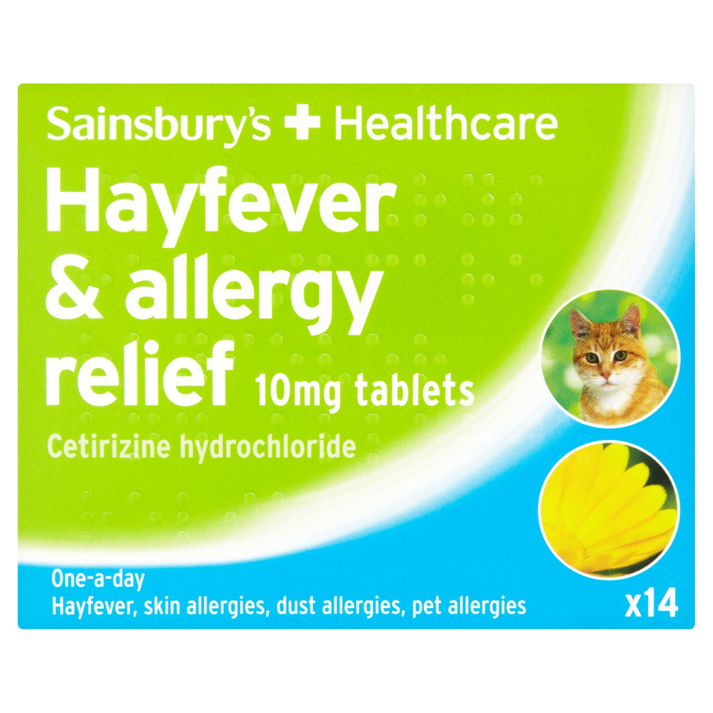 Sainsbury's Hayfever and Allergy Relief 14 tablets, imported from the UK
