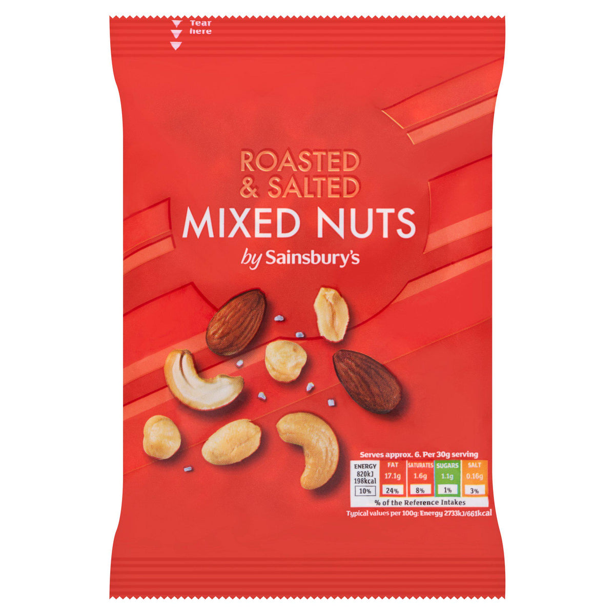 Sainsbury's mixed nuts roasted and salted 200g (British brand)