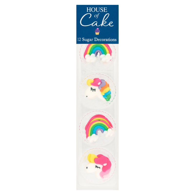 House of Cake unicorn rainbow cake decorations x12 - British product