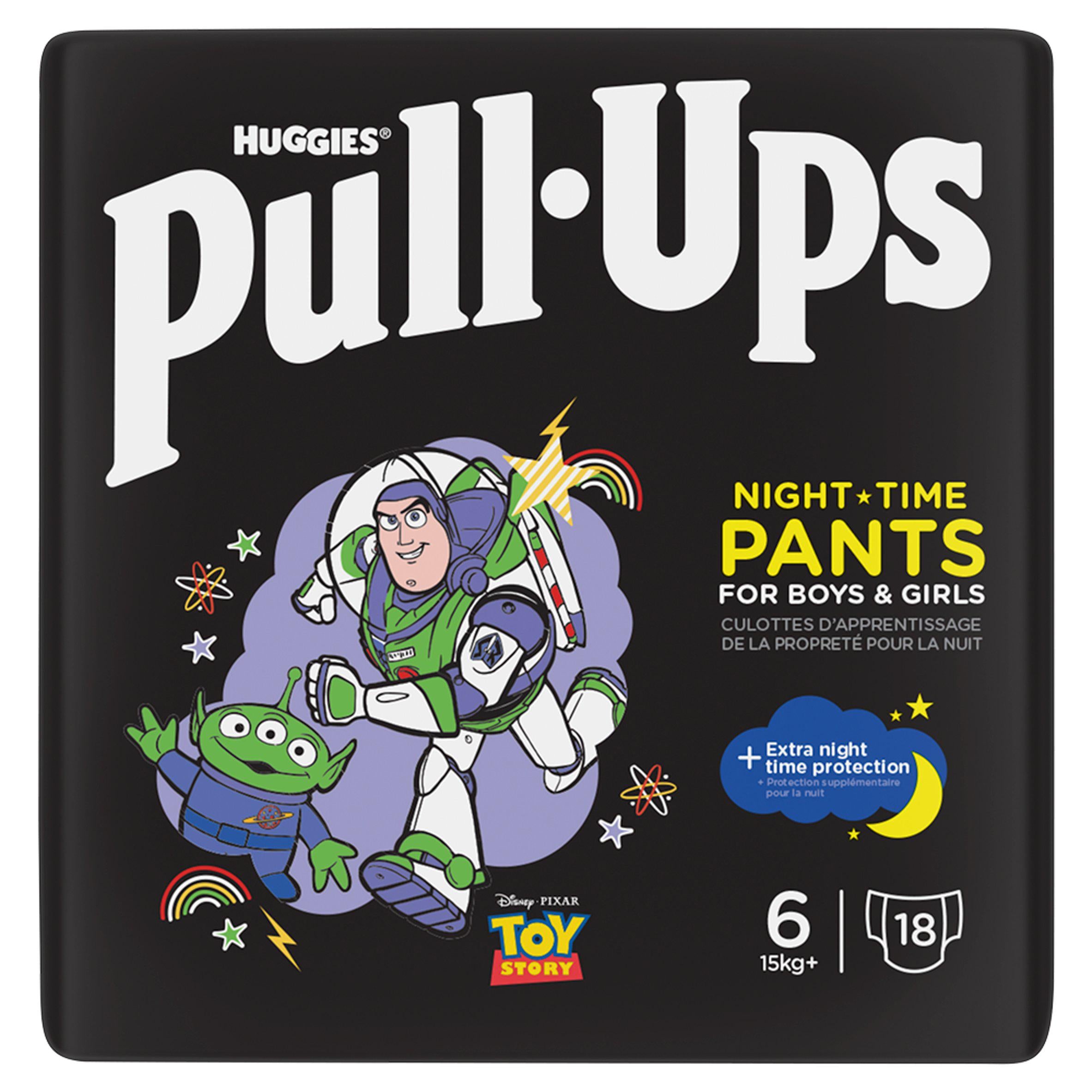 Huggies Pull Ups night time pants size 6, imported from the UK