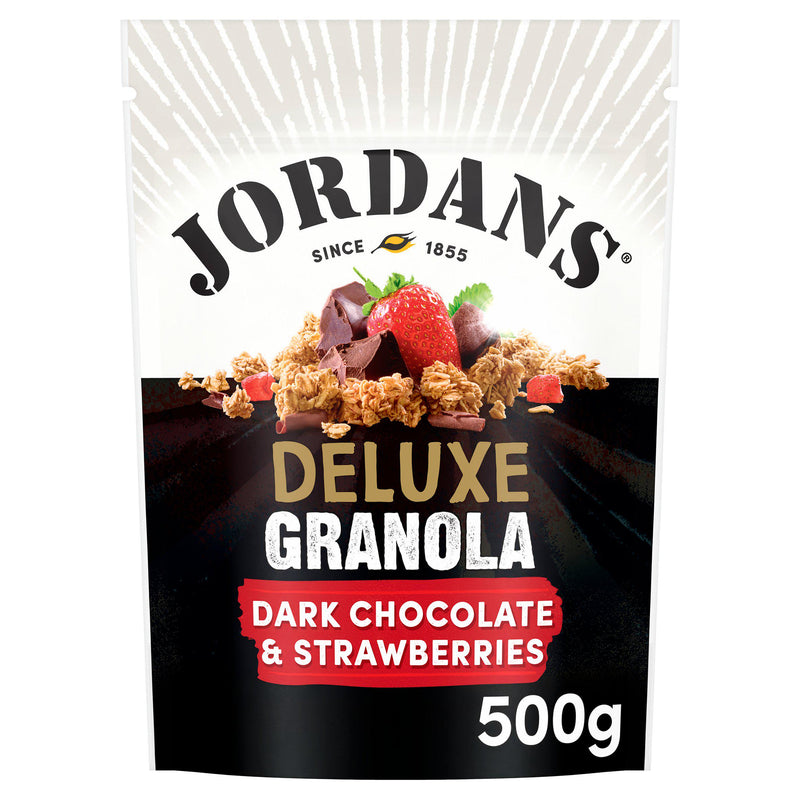 Jordans Deluxe Granola mørk chokolade og jordbær 500g