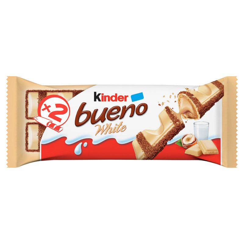 Kinder Bueno white chocolate hazelnut bar 39g, imported from the UK