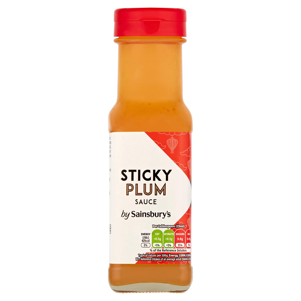 Sainsbury's sticky plum sauce 150ml glass bottle (British brand)