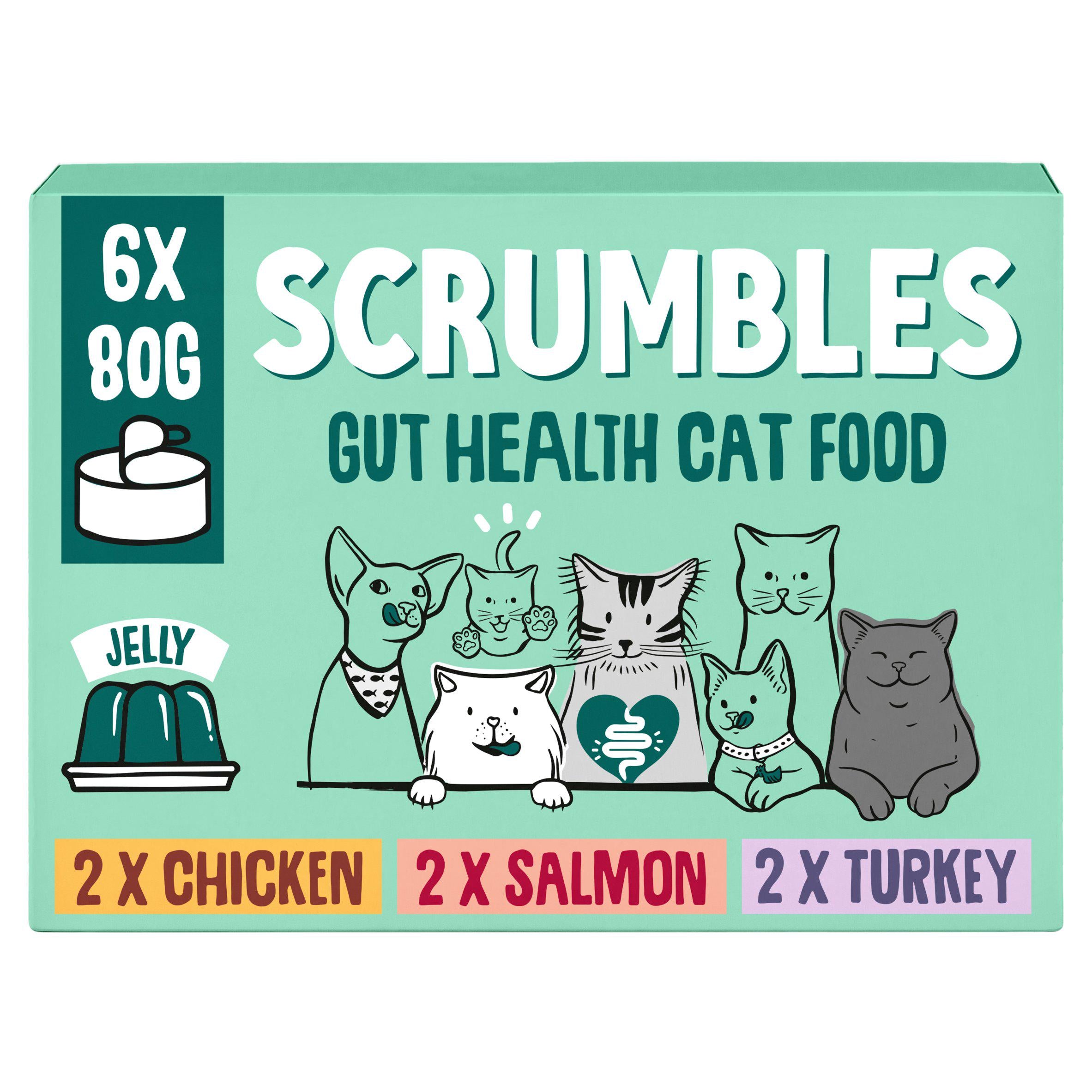 Scrumbles Classic Selection wet cat food 6x80g (British brand)