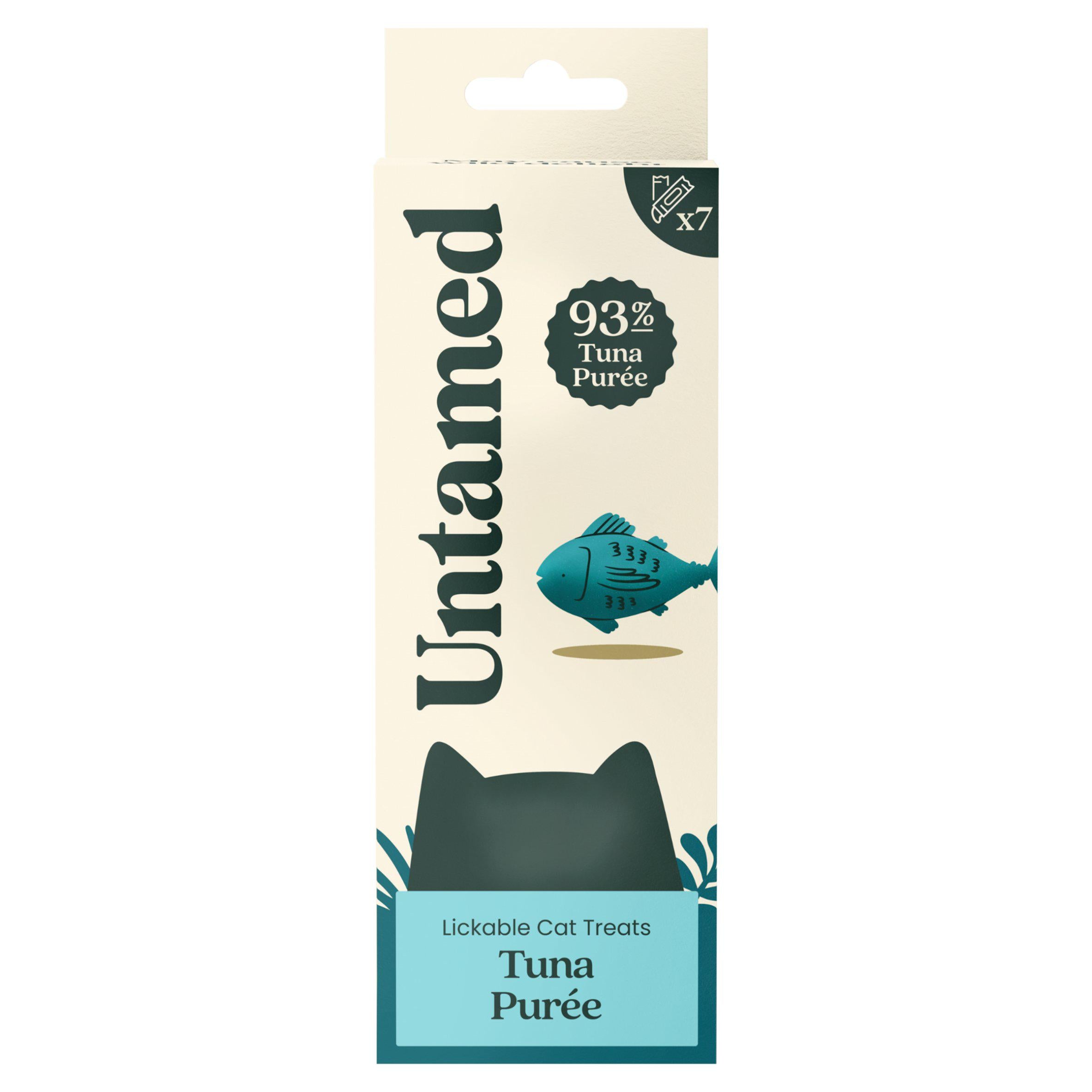 Untamed tuna puree lickable cat treats 7x15g, UK version