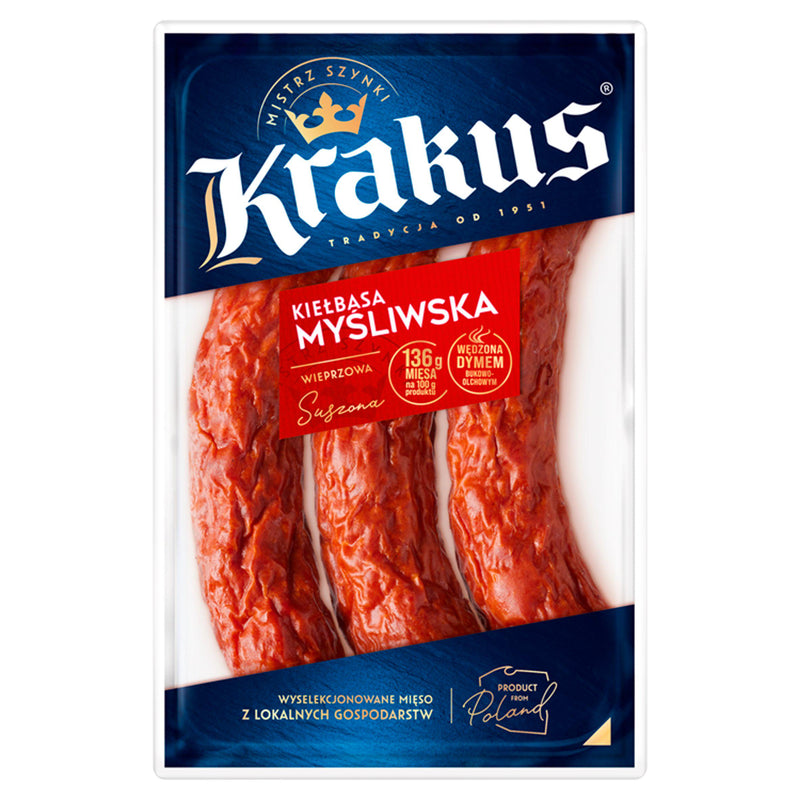 Krakus Hunters Sausage 270g, imported from the UK