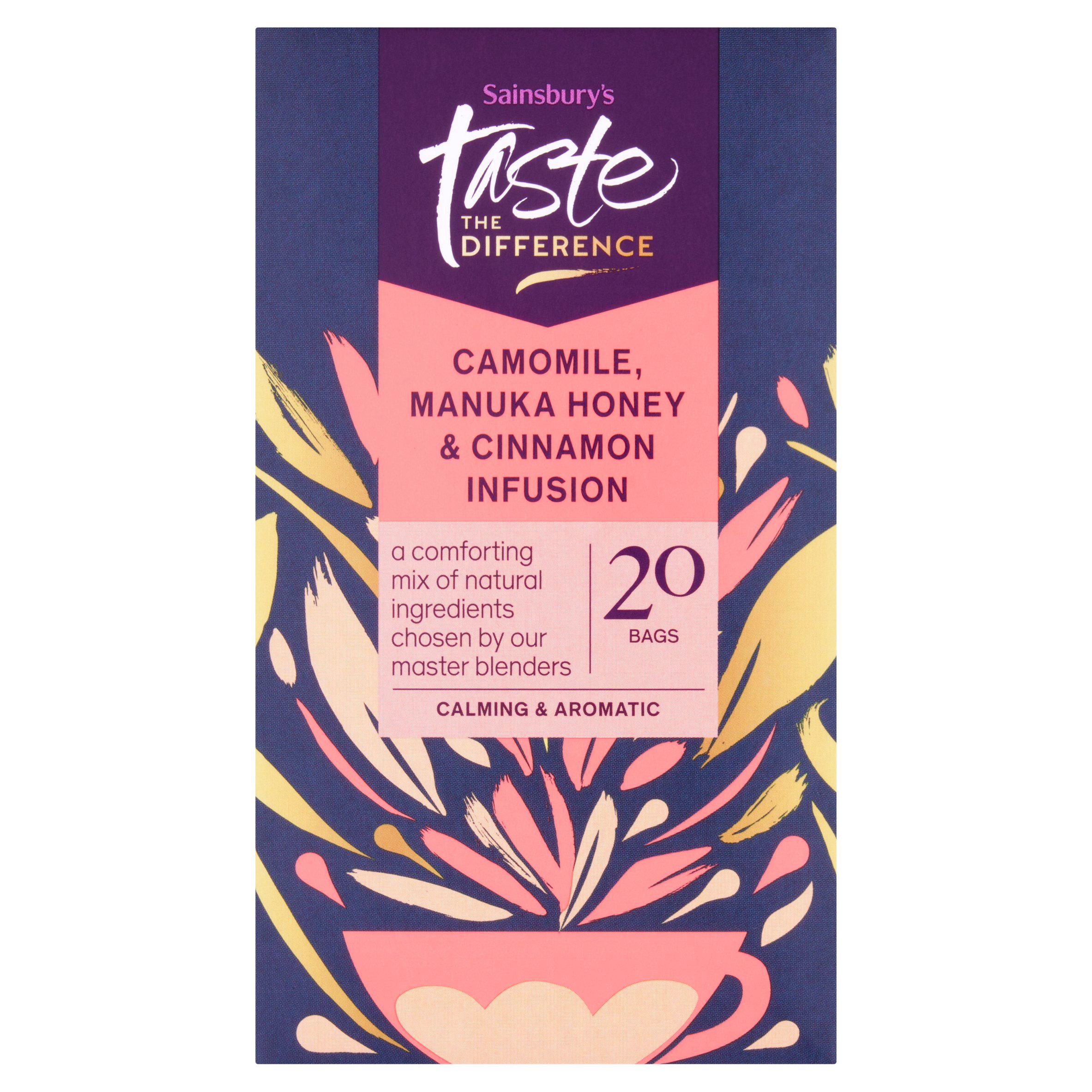 Sainsbury's camomile manuka honey cinnamon infusion tea bags, UK version