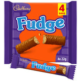 Cadbury Fudge chocolate bar multipack 4 x 22g, imported from the UK
