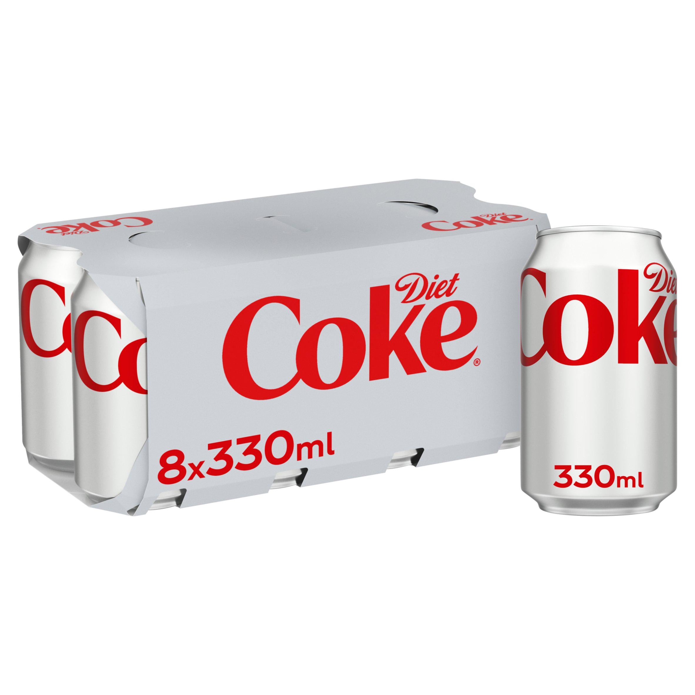Diet Coke 8 pack 330ml cans - British product