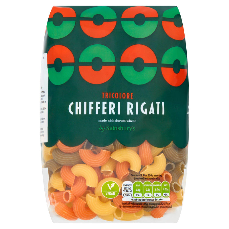 Sainsbury's Tricolore Chifferi Rigati pasta 500g - British product