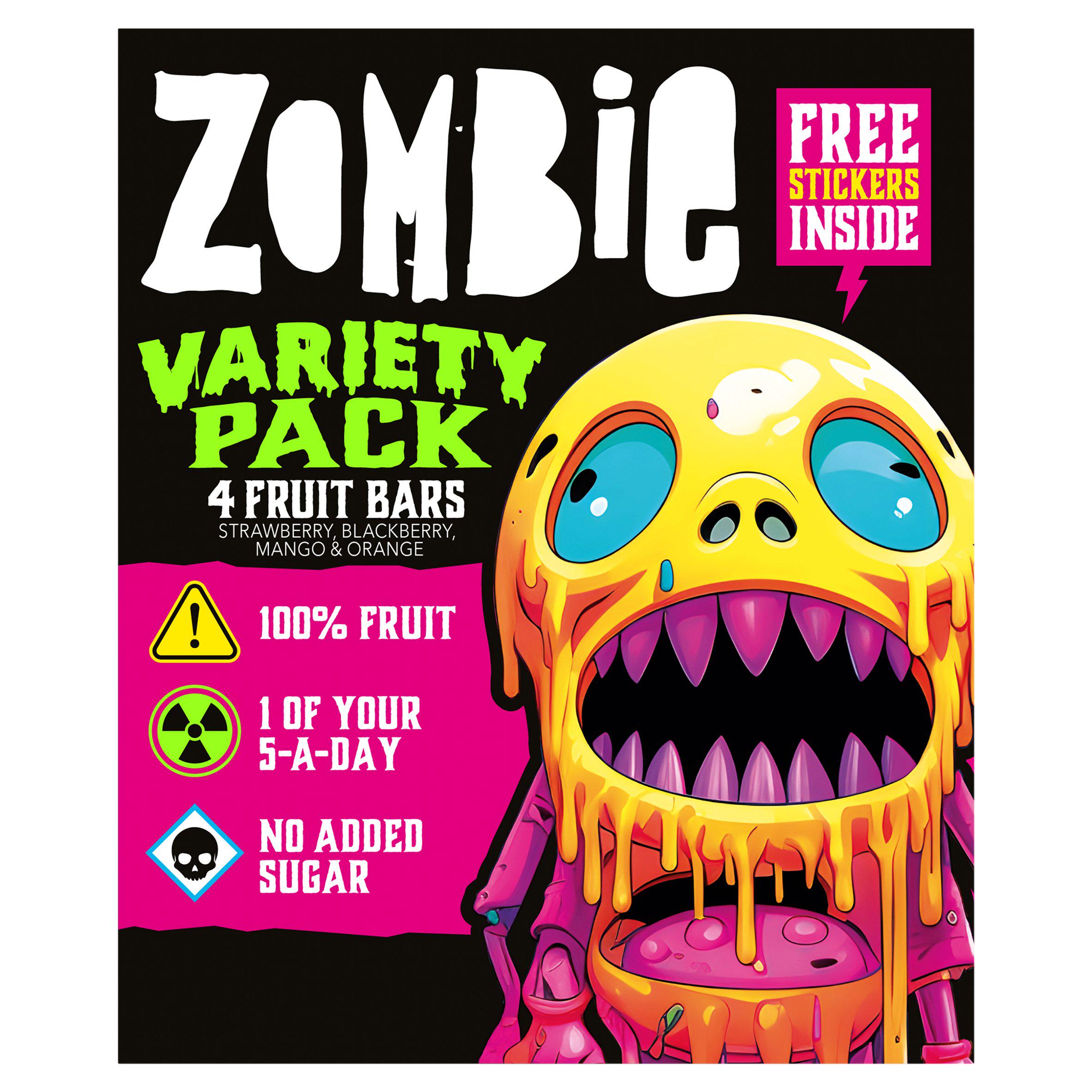 Zombie Fruit Leatherz Bars Variety Pack 4 x 25g (British brand)