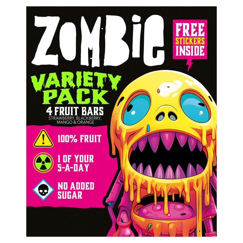 Zombie Fruit Leatherz Bars Variety Pack 4 x 25g (British brand)