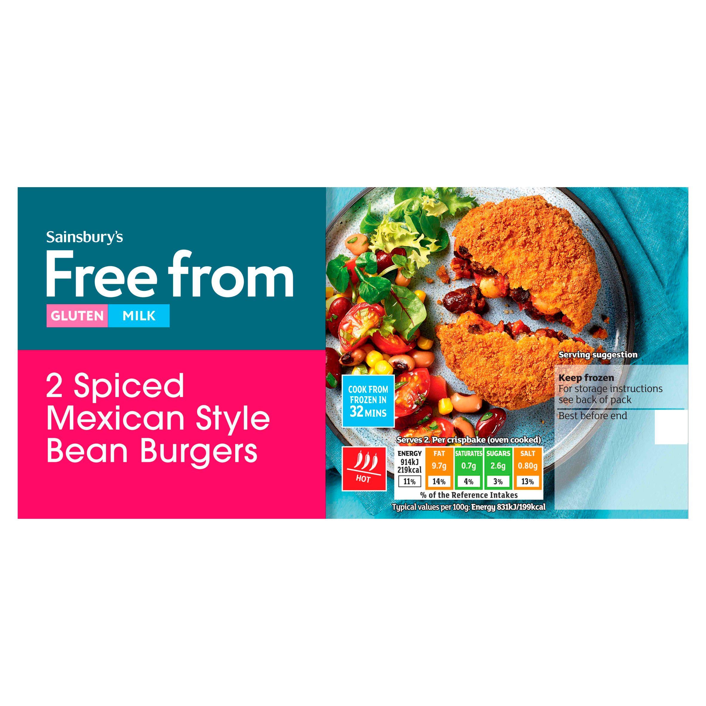 Sainsbury's Spiced Mexican Style bean burgers 277g (British brand)