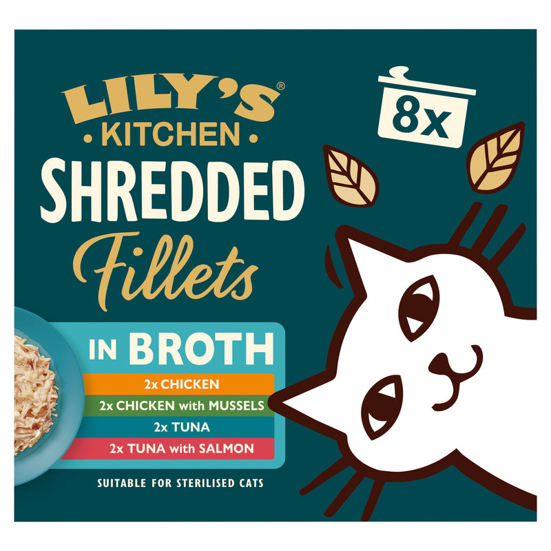 Lily's Kitchen cat food shredded fillets multipack 8x70g (British brand)