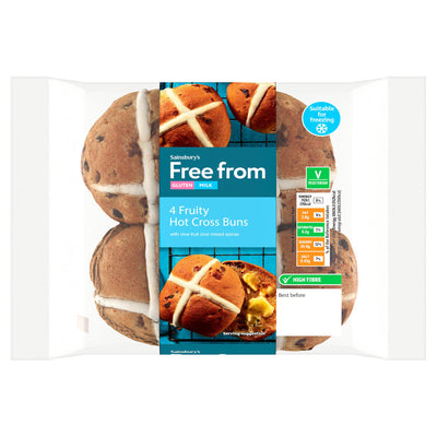 Sainsburys Sainsbury's Free From Fruity Hot Cross Buns x4- Buy online at McGrocer
