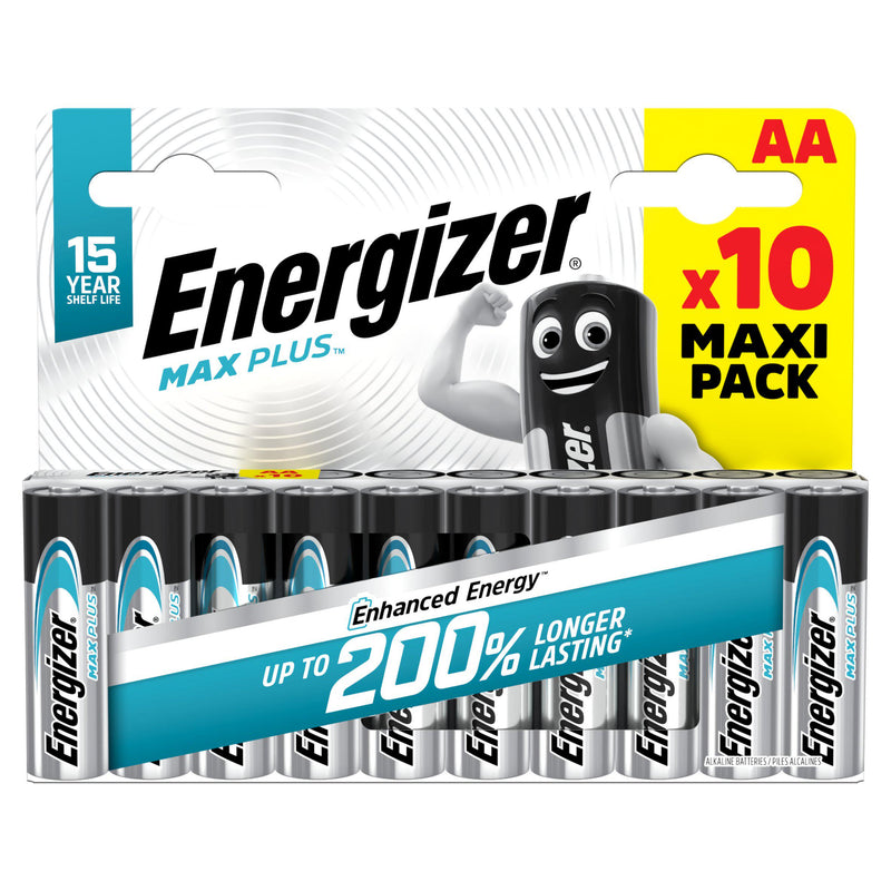 Energizer Max Plus AA alkaline batteries 10-pack, imported from the UK