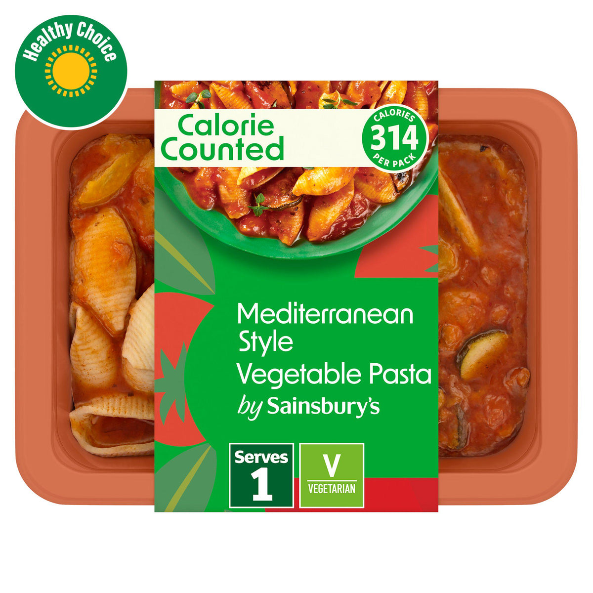 Sainsbury's pasta ready meal Mediterranean vegetable style 380g, UK version