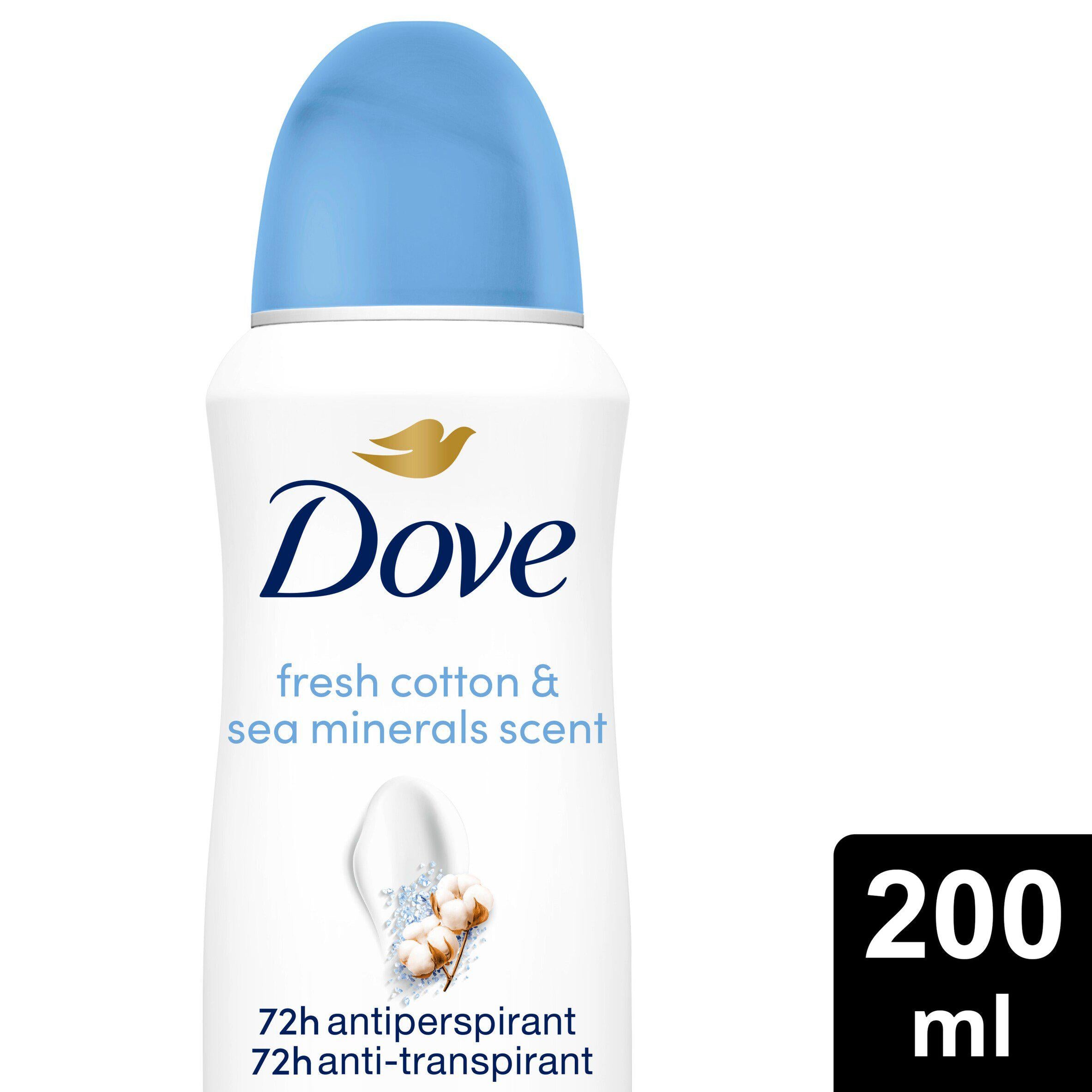 Dove Advanced Care Fresh Cotton antiperspirant aerosol spray 200ml, imported from the UK