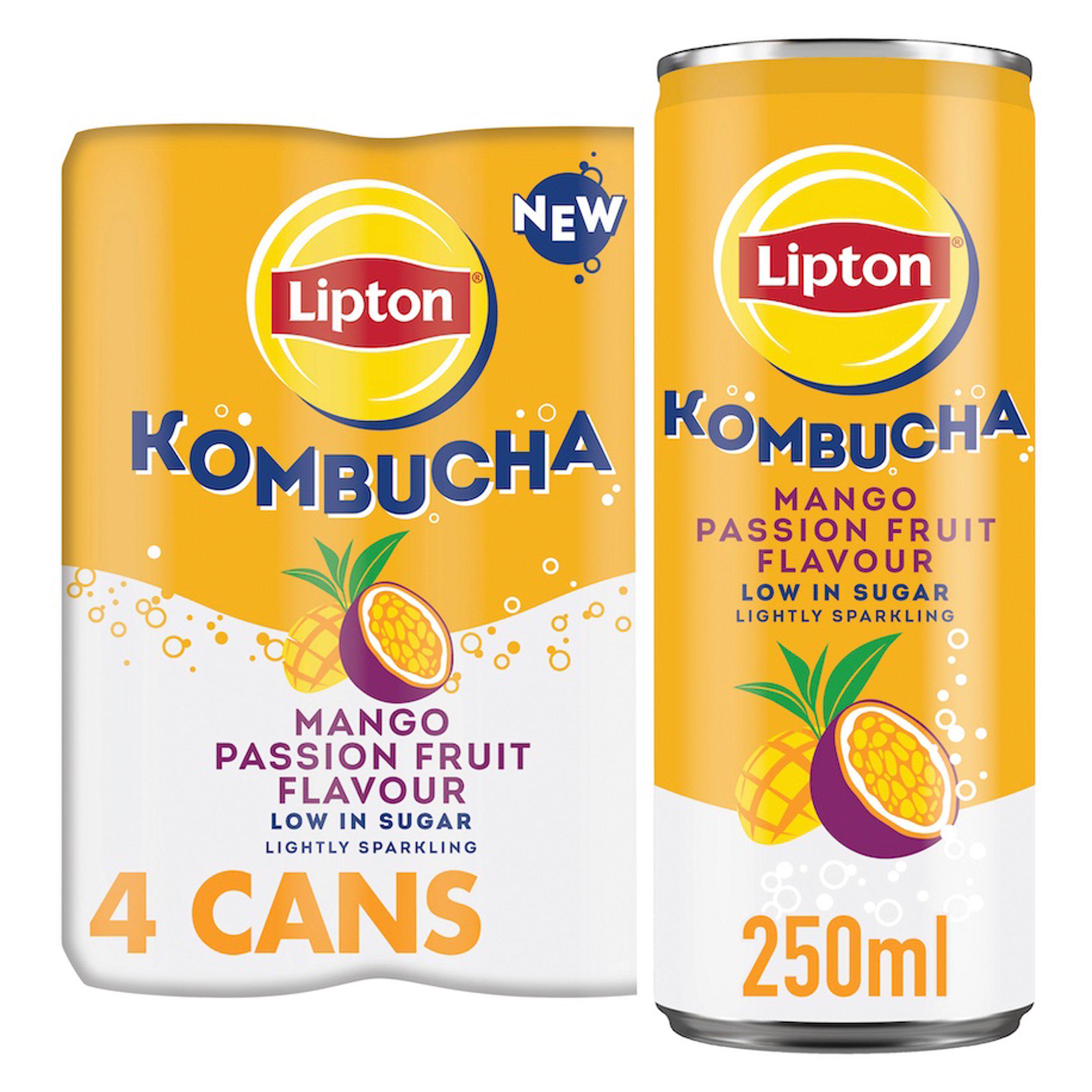 Lipton Kombucha Mango Passion Fruit drink 4 x 250ml, UK version