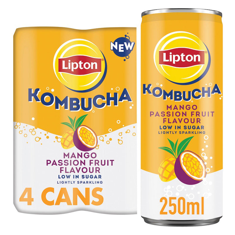Lipton Kombucha Mango Passion Fruit drink 4 x 250ml, UK version