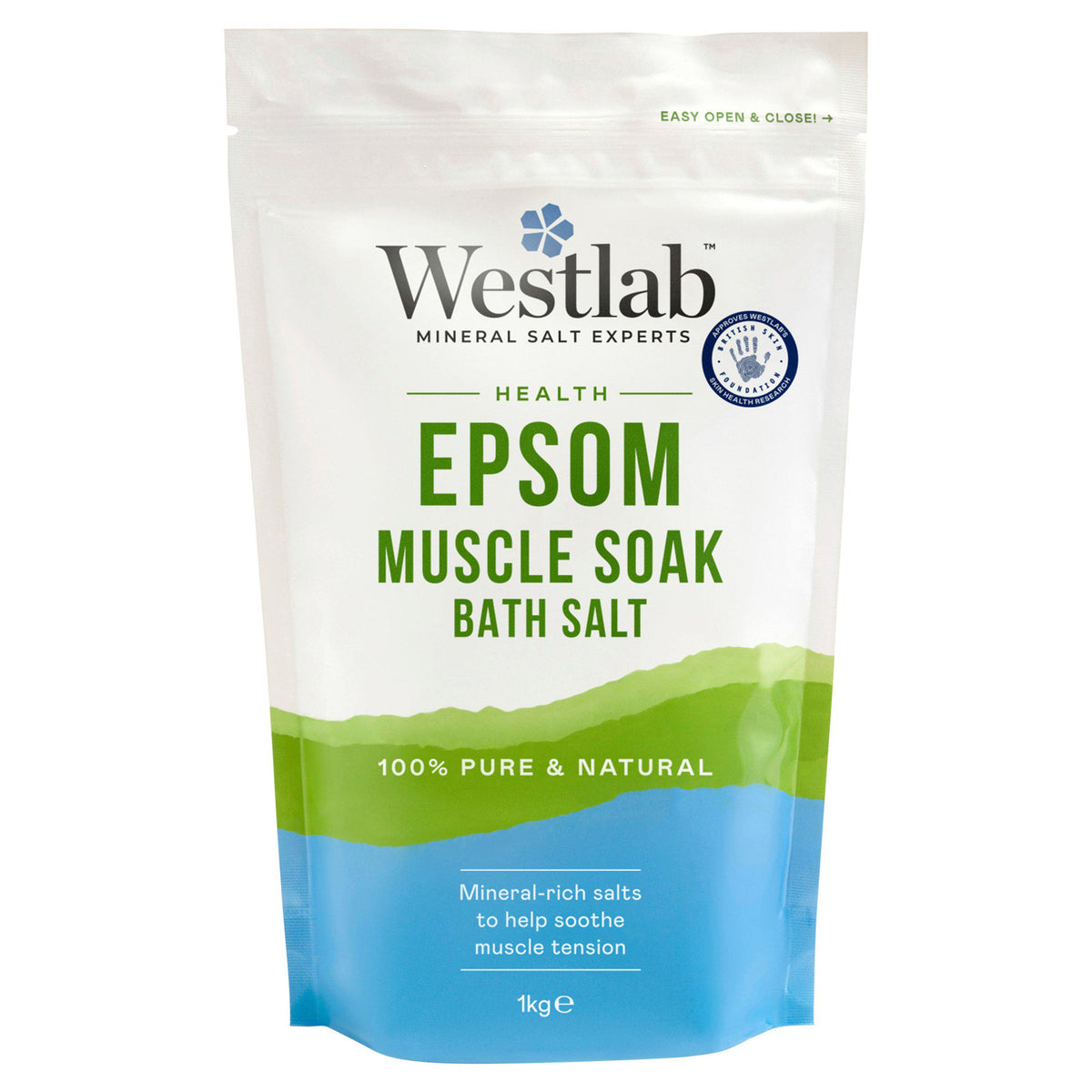 Westlab Pure Mineral Epsom Bath Salt 1kg, UK version