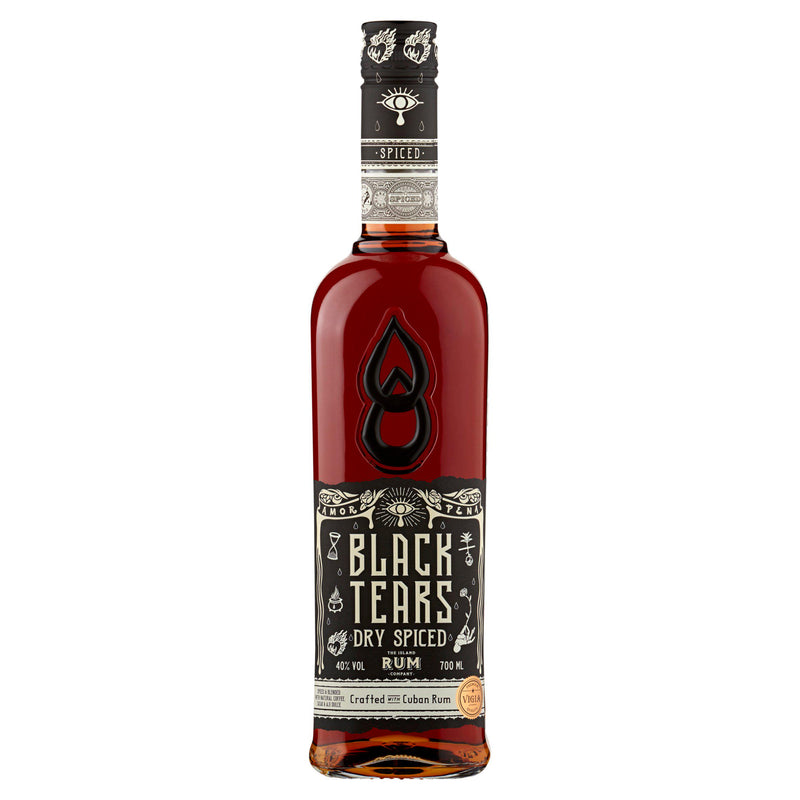 Black Tears dry spiced rum 70cl bottle, British brand