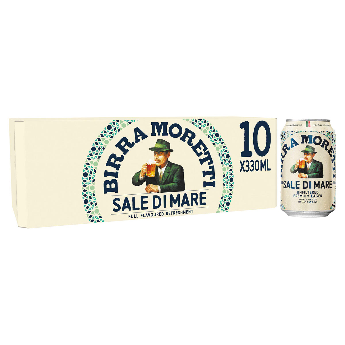 Birra Moretti Sale di Mare unfiltered premium lager beer 10x330ml cans - British product