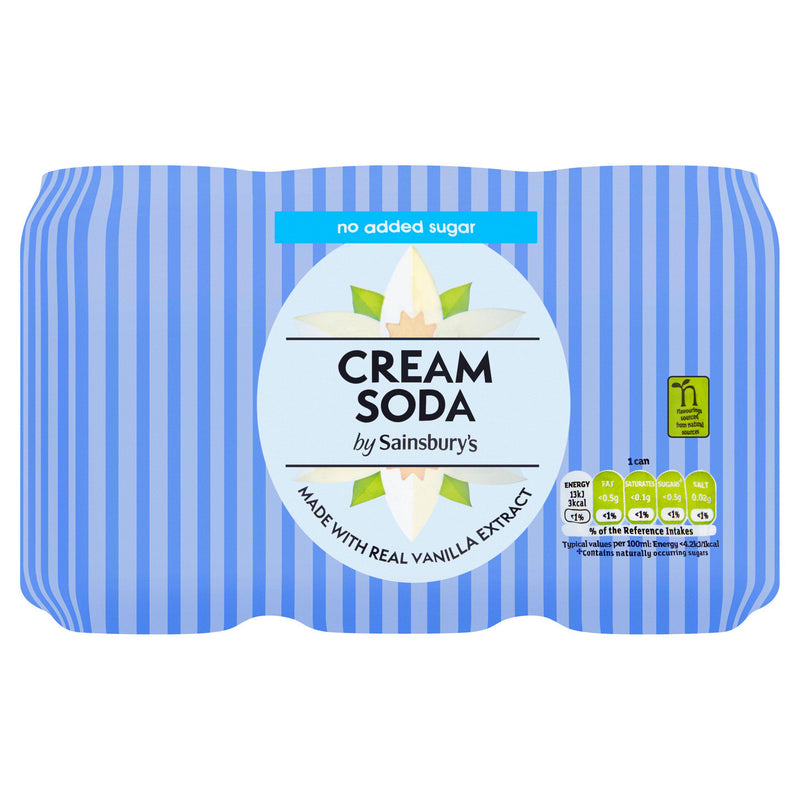 Sainsbury's Diet Cream Soda no added sugar 6x330ml, imported from the UK