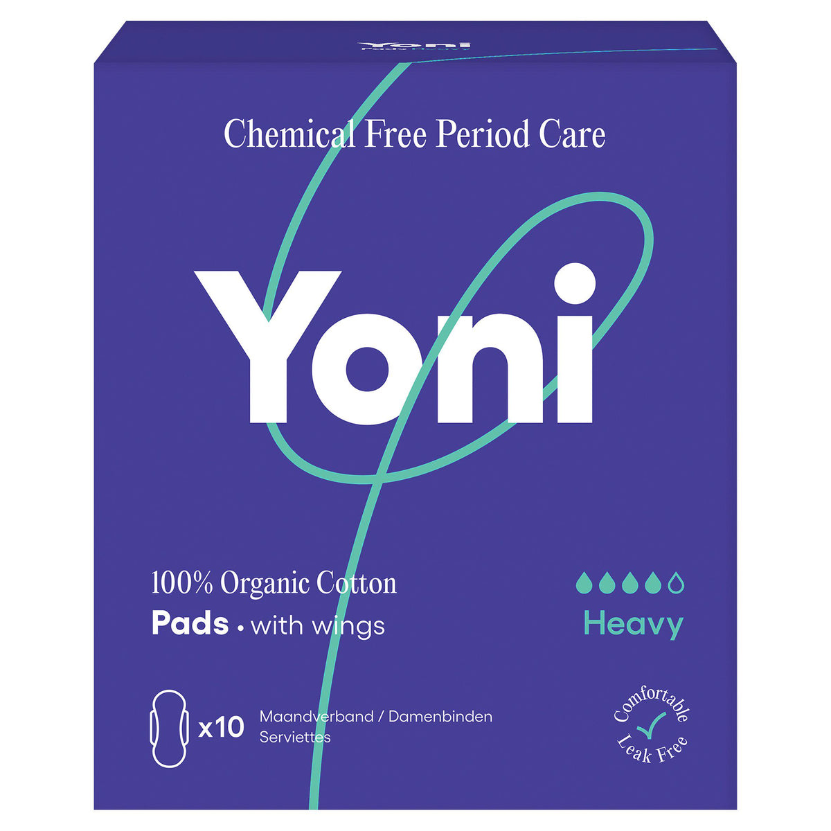 Yoni organic cotton sanitary towels heavy 10 count - British product
