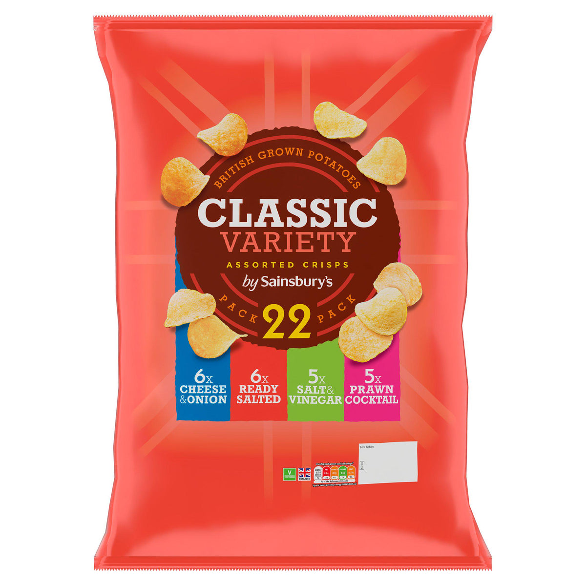 Sainsbury's variety crisps multipack 22 x 25g (British brand)