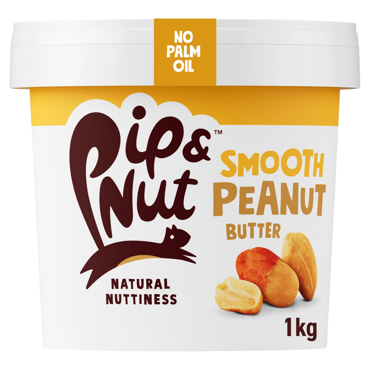 Pip & Nut smooth peanut butter 1kg tub, imported from the UK