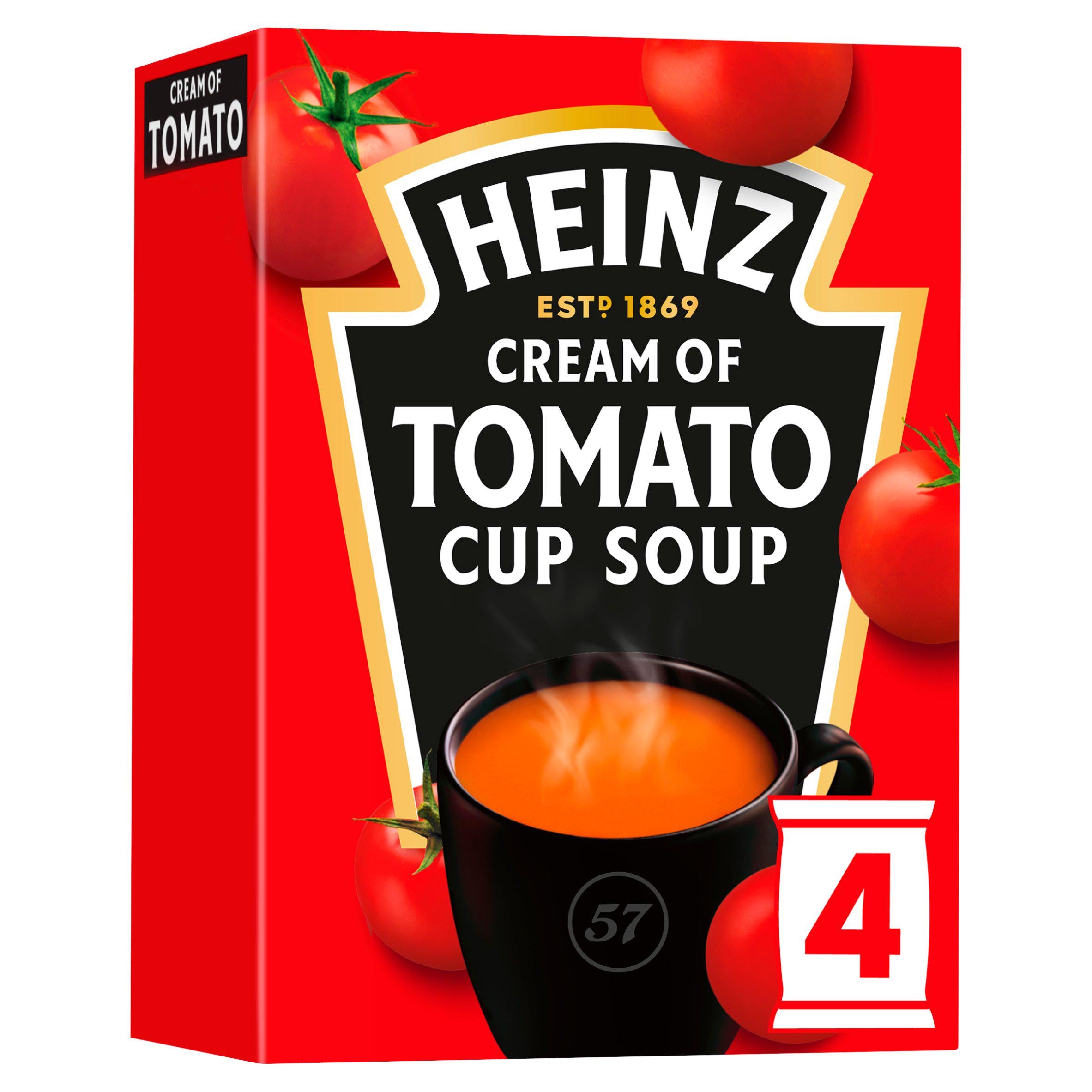 Heinz cream of tomato cup soup 4x22g sachets (British brand)
