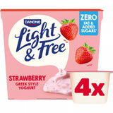 Light & Free Strawberry Greek Style 0% Added Sugar, Fat Free Yogurt 4x115g