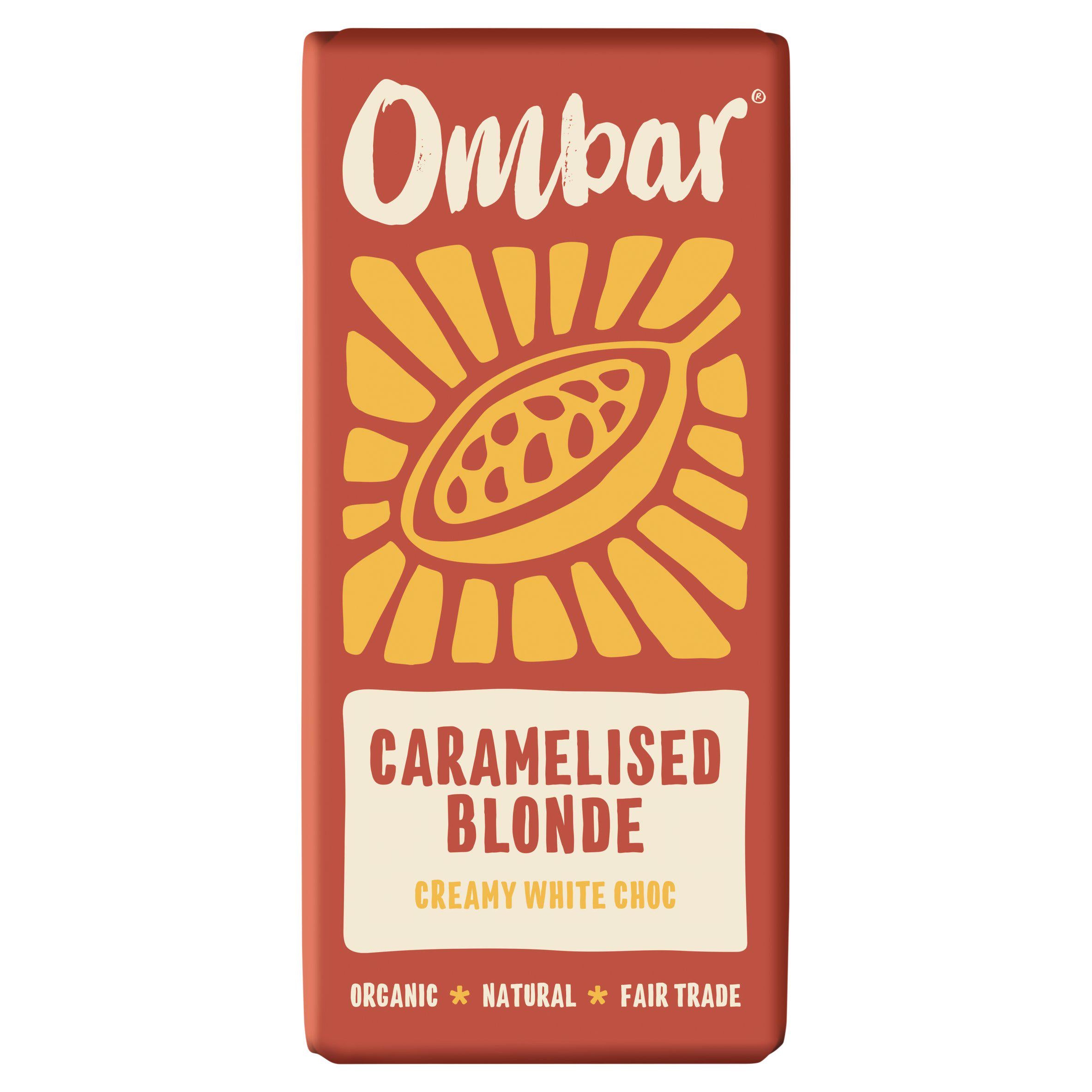 Ombar white chocolate bar Caramelised Blonde 70g, UK version
