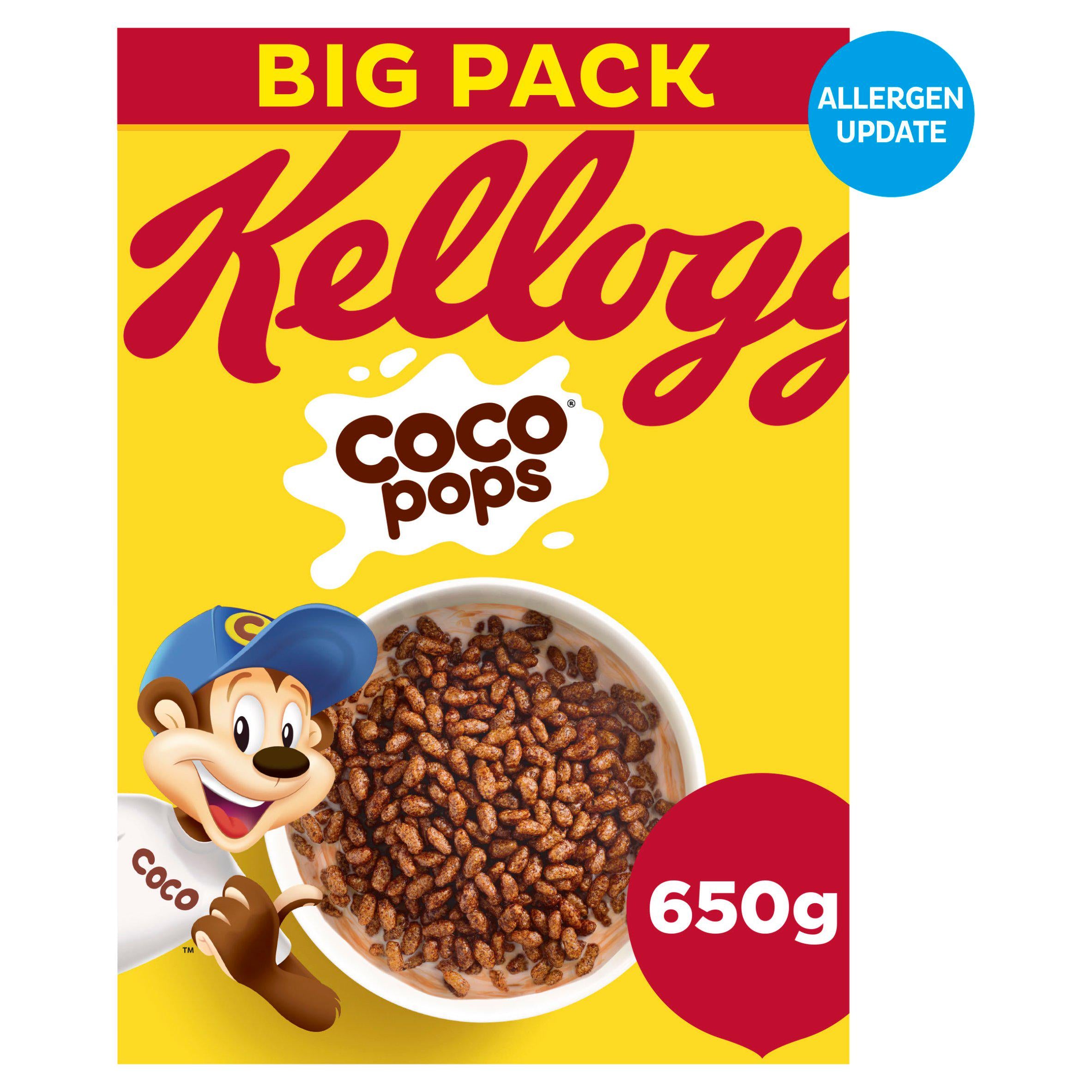 Kellogg's Coco Pops chocolate breakfast cereal 650g, UK version