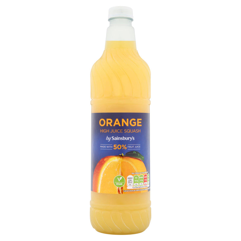 Sainsbury's high juice orange squash 1L (British brand)