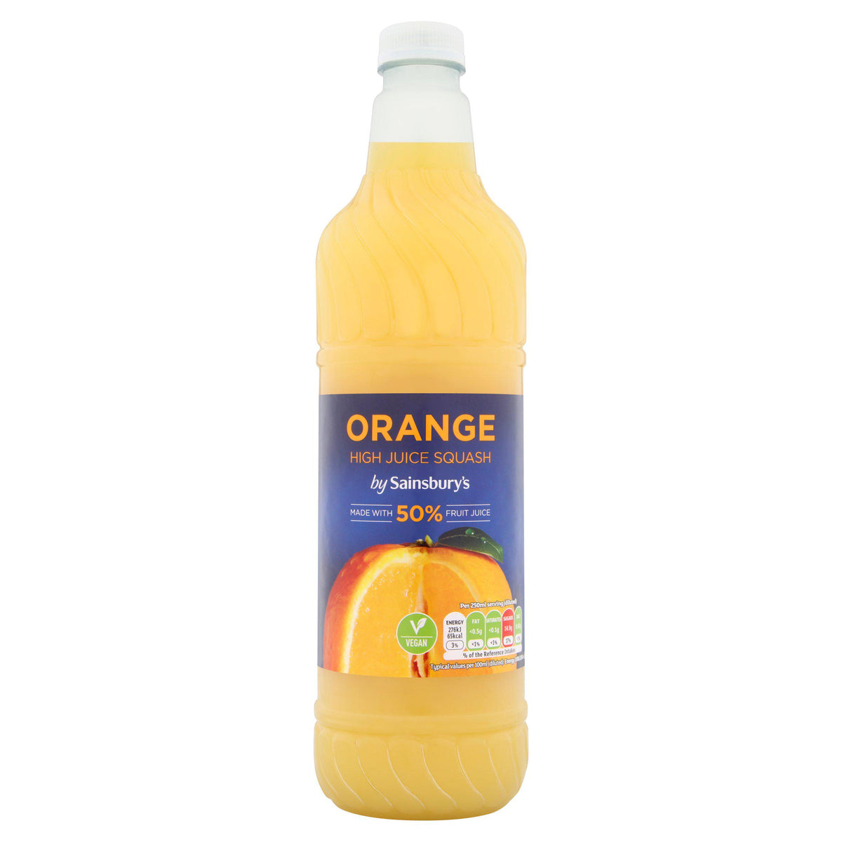 Sainsbury's high juice orange squash 1L (British brand)
