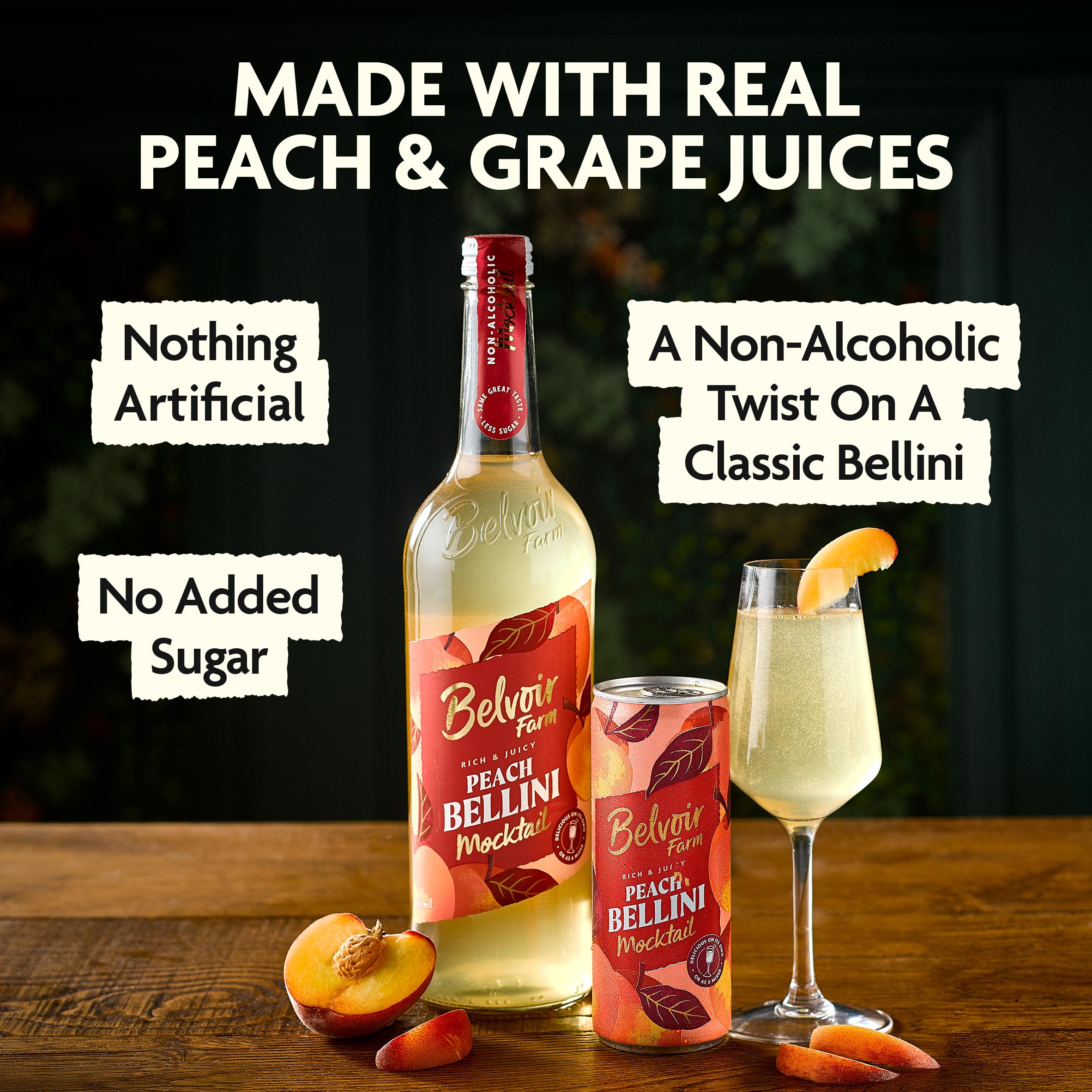 Belvoir Farm non-alcoholic Peach Bellini mocktail (British brand)