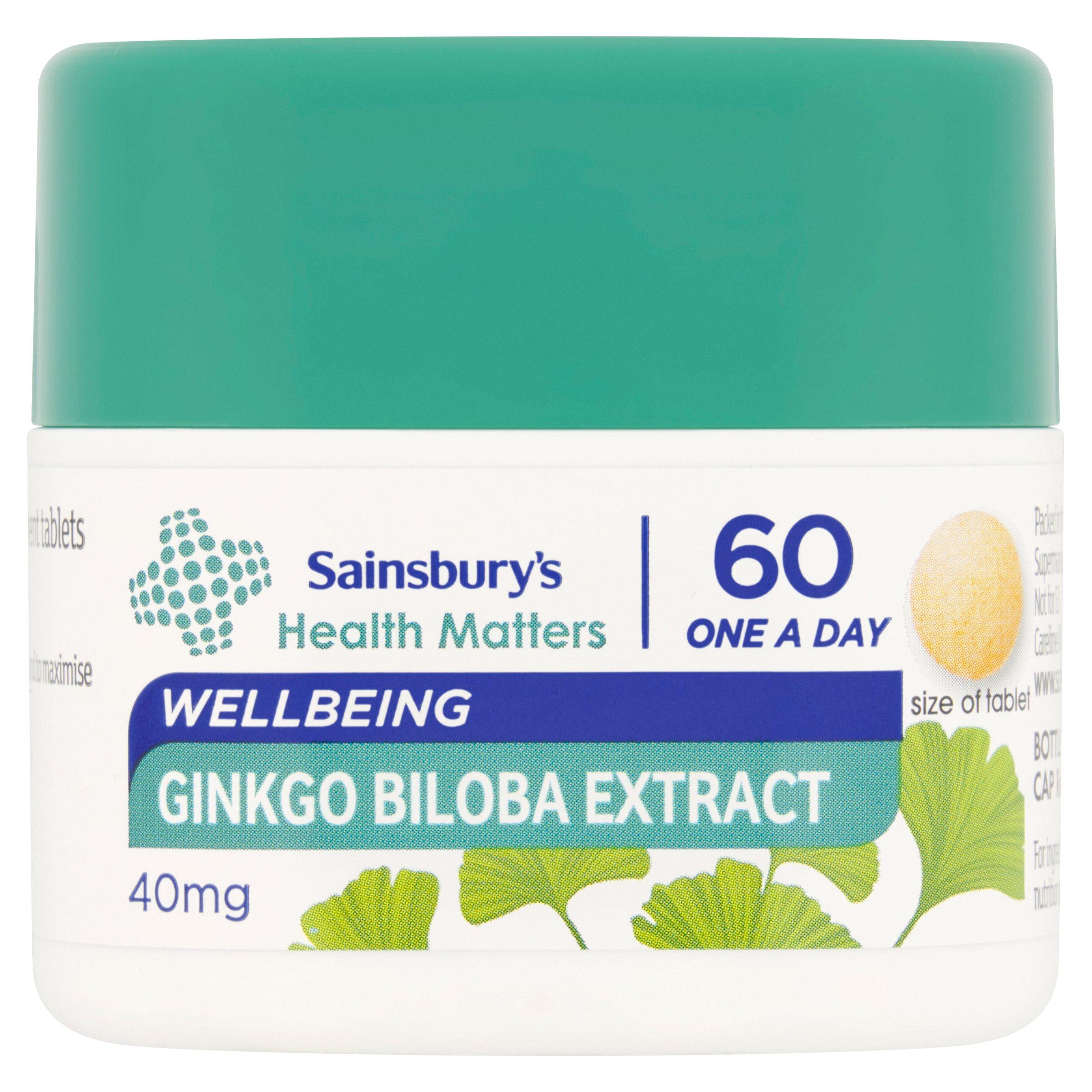 Sainsbury's Ginkgo Biloba 40mg tablets 60's, imported from the UK