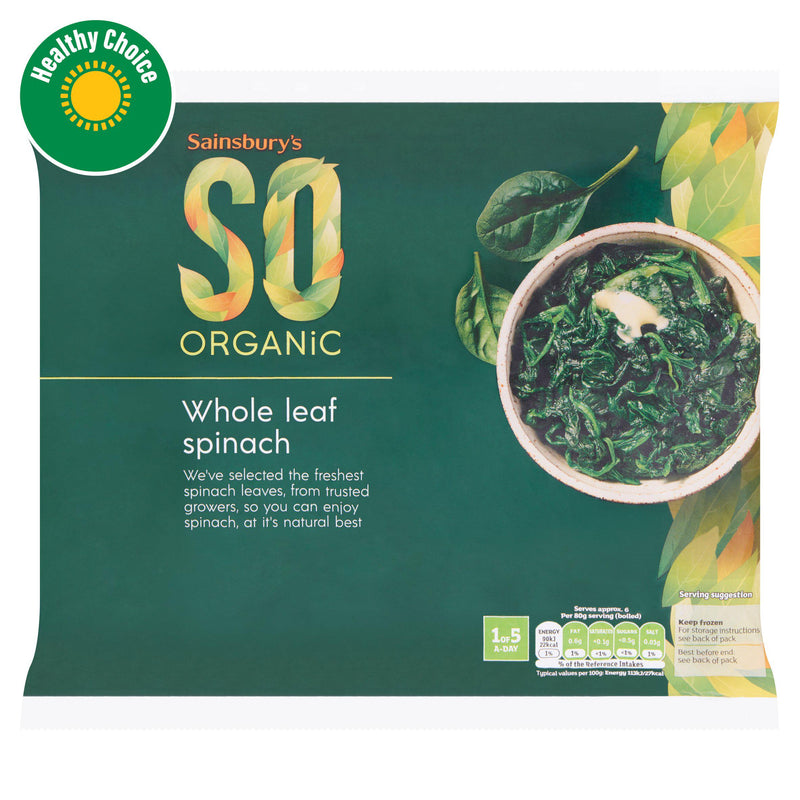 Sainsbury's Ganzblattspinat, SO Bio, 500 g