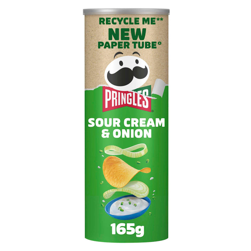 Pringles sour cream & onion crisps 165g, UK version