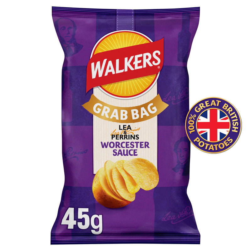 Walkers Worcester Sauce Grab Bag Crisps 45g (British brand)