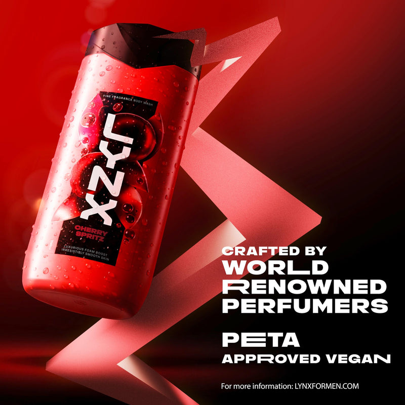 Lynx Cherry Spritz shower gel 400ml, imported from the UK