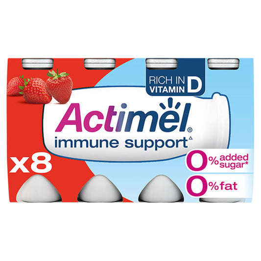 Actimel Strawberry 0% Added Sugar Fat Free Yogurt Drink 8x100g GOODS Sainsburys   