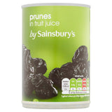 Sainsbury's prunes in fruit juice 410g can, imported from the UK