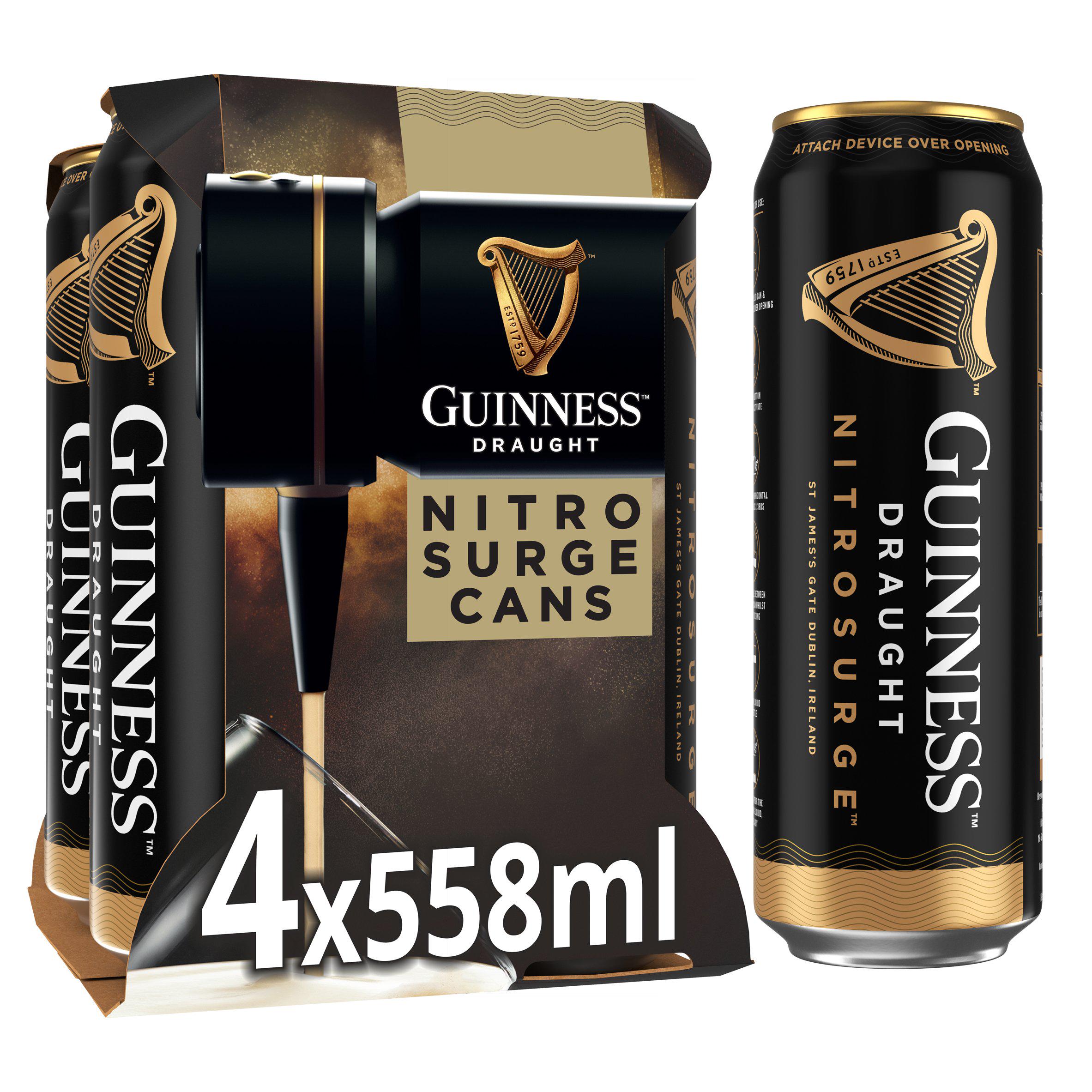 Guinness Nitrosurge stout beer cans 4x558ml (British brand)